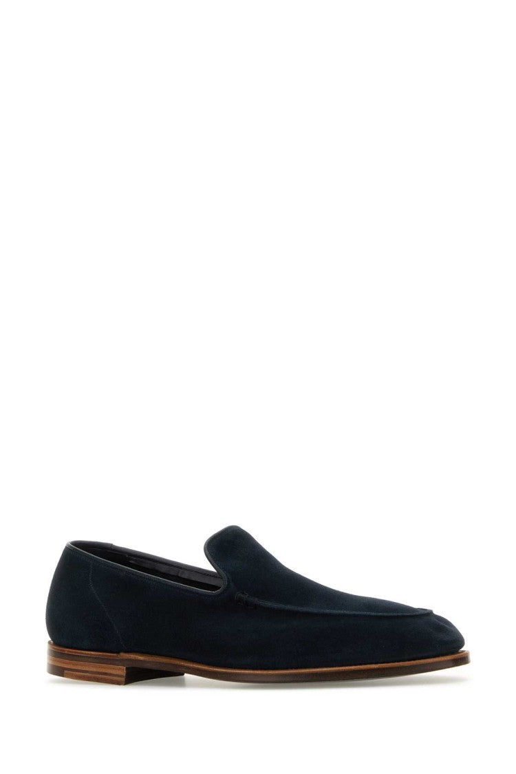Crockett & Jones Navy Blue Suede Salcombe Loafers