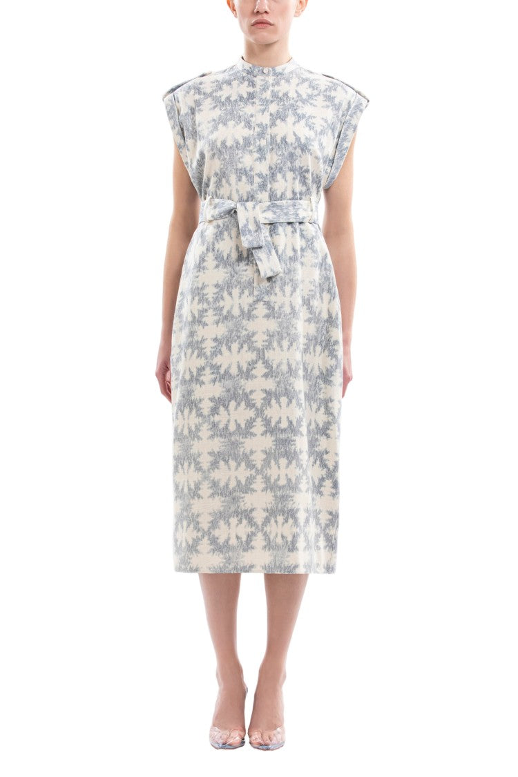 Saiid Kobeisy Structured Midi Linen Dress With Detachable Belt And Buttoning Tab