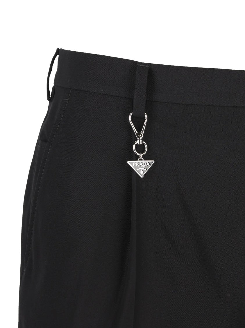 Prada Black Pantalone Tailored Straight-Leg Fabric Pants
