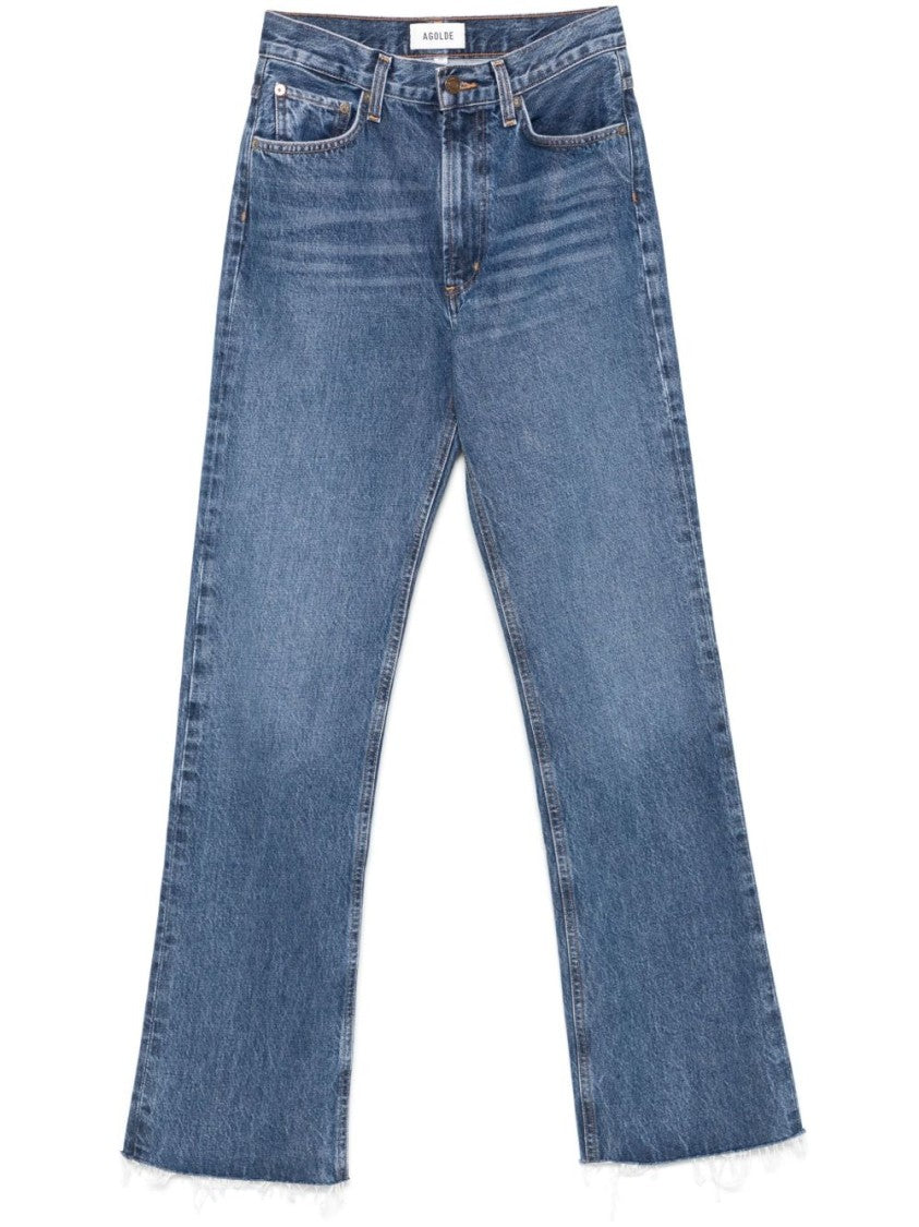 Agolde Frayed Hem Blue Denim Jeans
