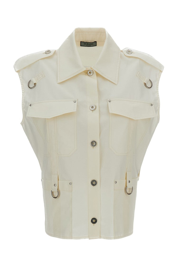 Durazzi Milano White Sleeveless Cotton Utility Top