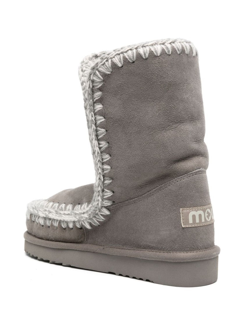 Mou Grey Ankle Boots With Plush Sheepskin Lining