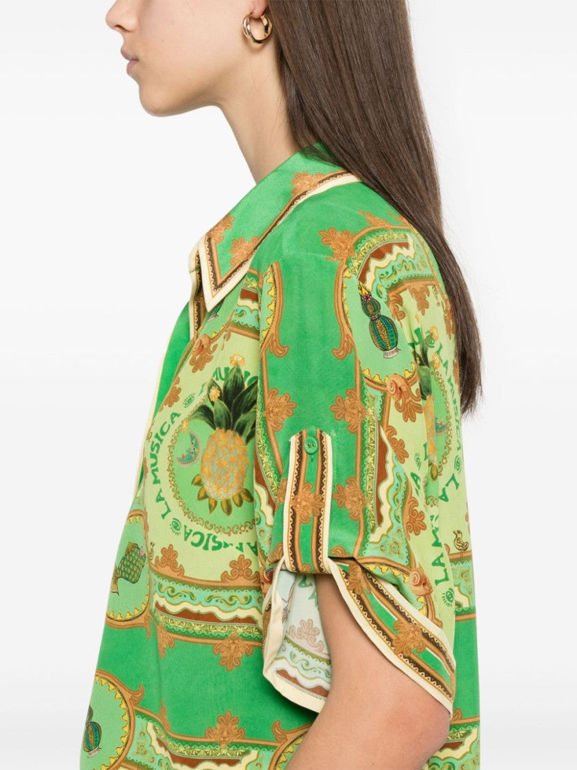 Alemais Grass Green Silk Shirt