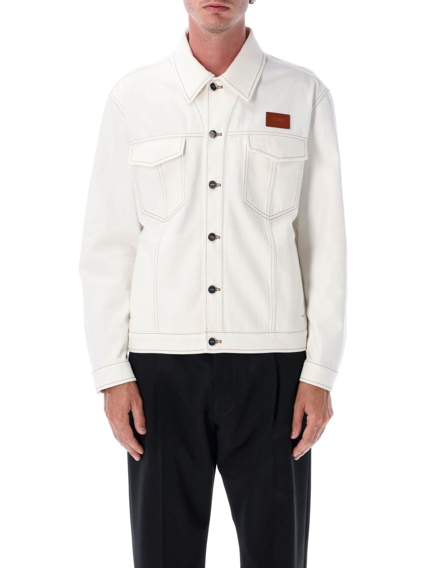 Fendi Structured White Denim Jacket