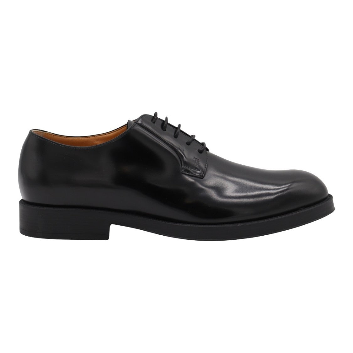 Tod's Polished Black Leather Lace-Up Flat Shoes