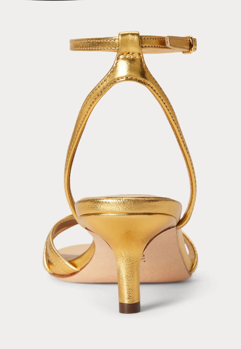 Lauren Ralph Lauren Yellow Metallic Nappa Heel Sandals