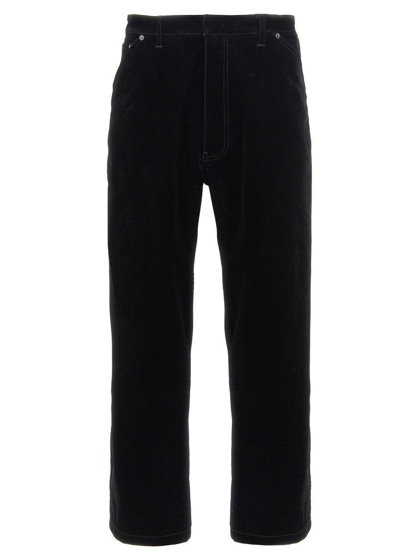 Prada Plain Black Velvet Pants With Minimalist Design