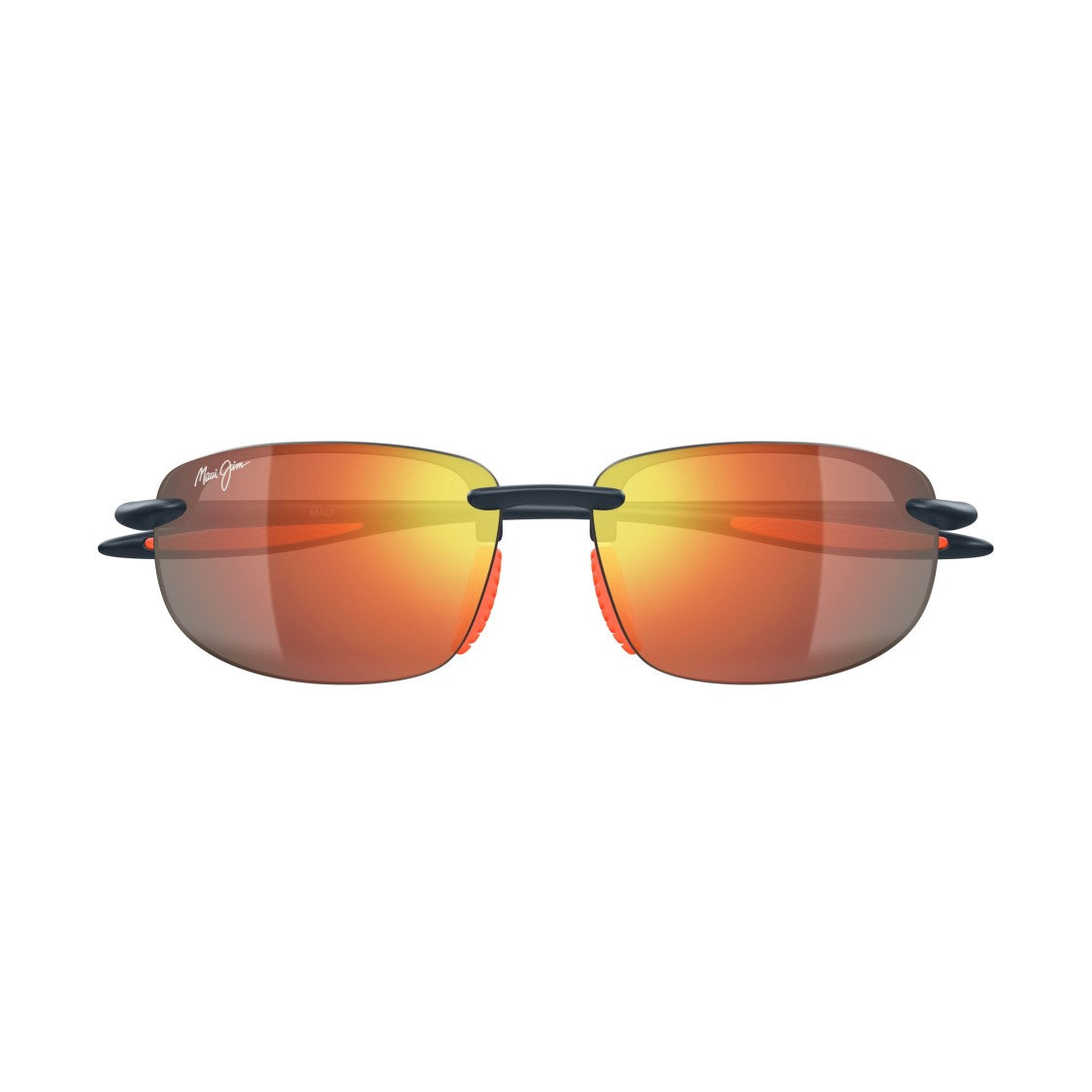 Maui Jim Hookipa Ultra Af Sleek Rimless Sunglasses With Reflective Orange Gradient