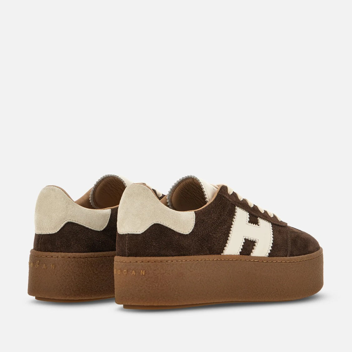 Hogan Dark Brown Suede Platform Sneakers