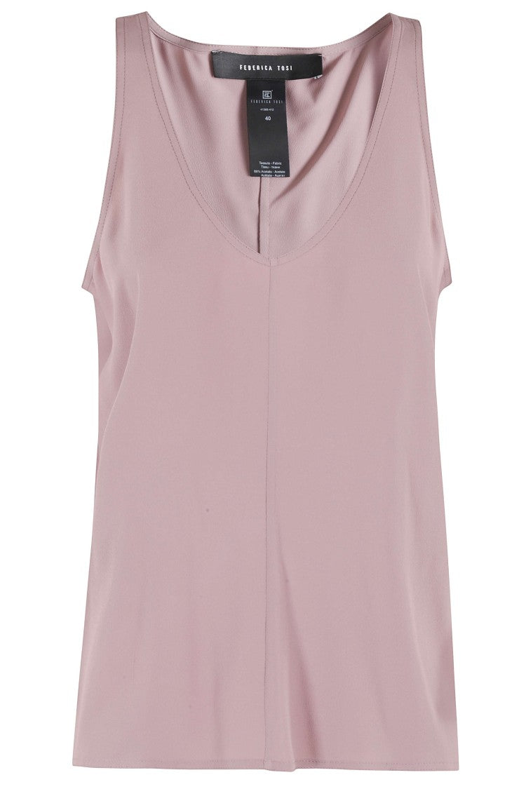 Federica Tosi Pink Sbieca V-Neck Acetate-Blend Tank Top