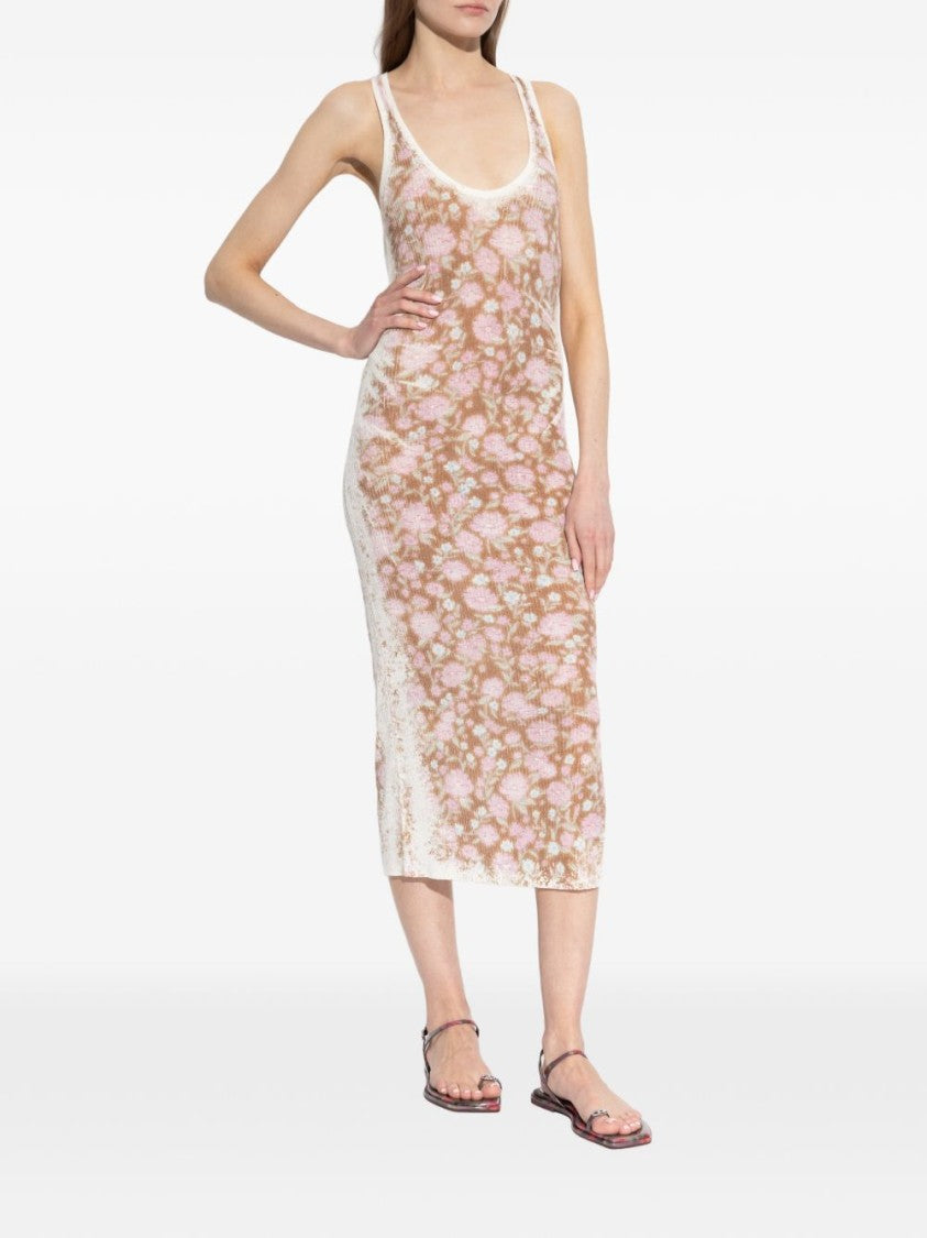 Diesel Multicolour Silk And Nylon Midi Dress