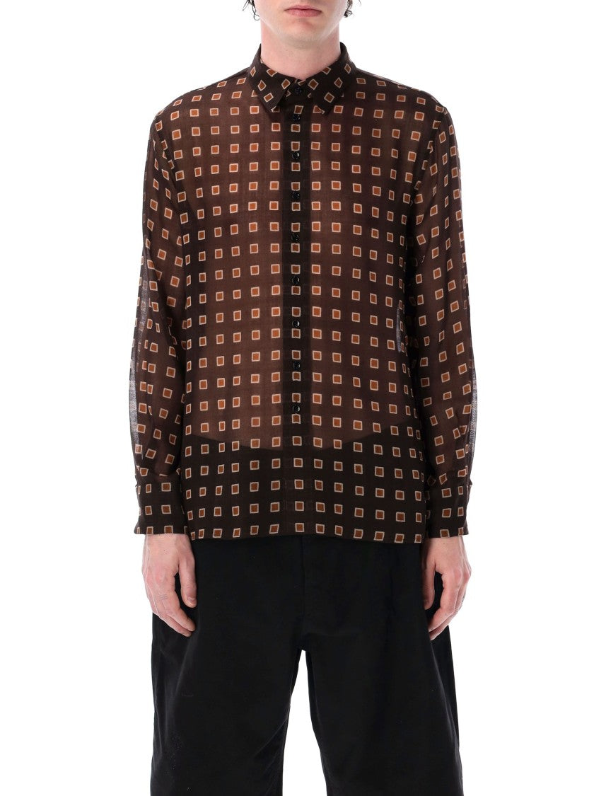 Saint Laurent Squared Wool Etamine Shirt With Semi-Sheer Finish