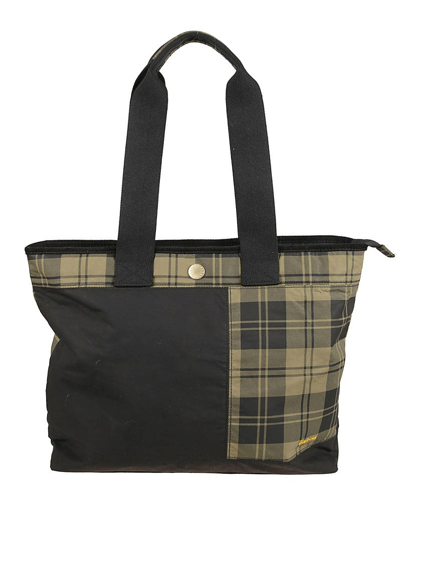 Barbour Patchwork Design Tote Bag With Tartan Accents