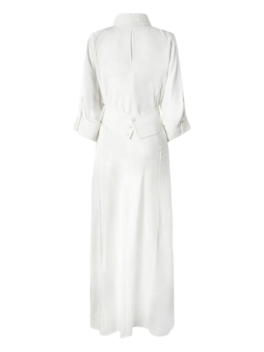 Pinko White Maxi Dress With Classic Collar