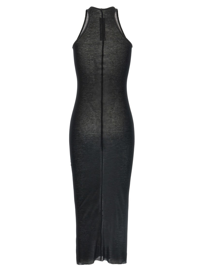 Rick Owens Ribbed Viscose And Silk Blend Midi Dress
