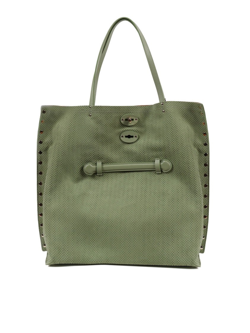 Zanellato Srl Green Spinoso Amoretto Textured Leather Tote Bag