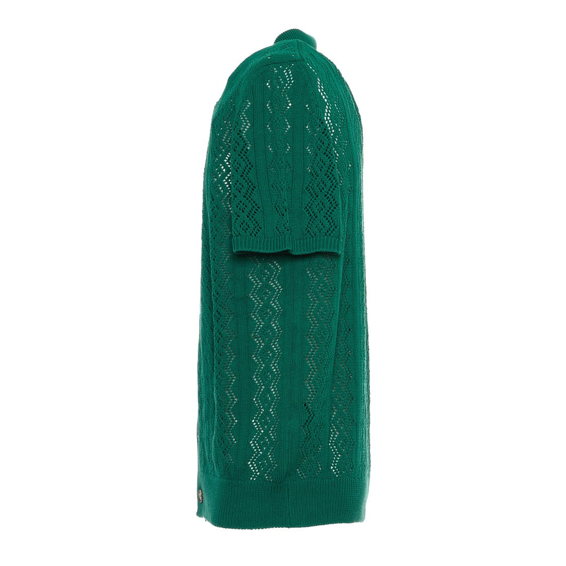 Amaranto Open-Knit Green Polo Shirt With Maroon Stitching