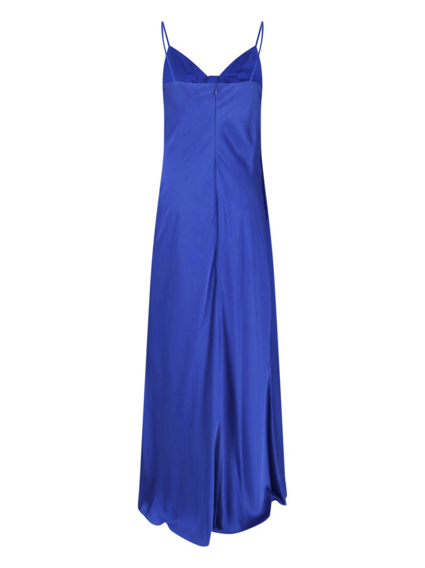 Polo Ralph Lauren Maxi Dress In Rich Blue Charmeuse Fabric