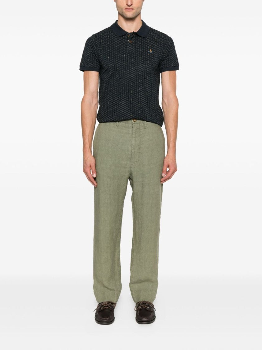 Vivienne Westwood Khaki Green Straight Leg Turn-Up Trousers