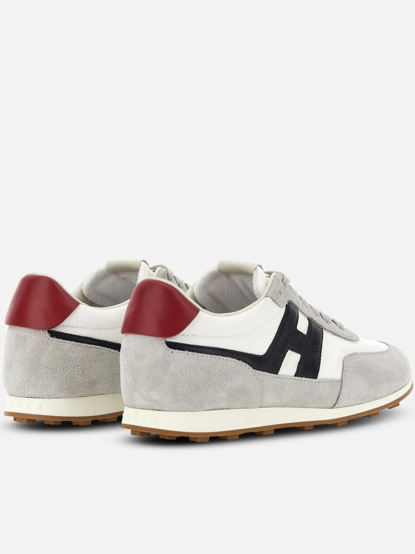 Hogan Grey Low-Top Suede White Panel Sneakers