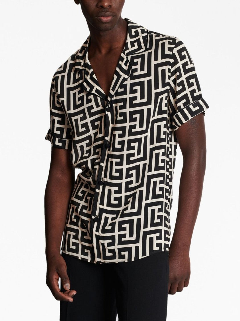 Balmain Geometric Pattern Short-Sleeve Shirt