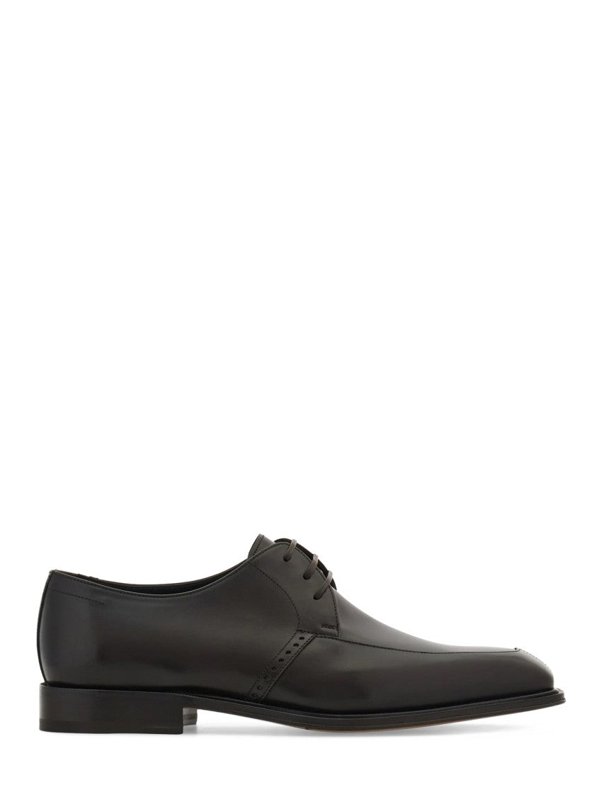 Ferragamo Polished Leather Flat Shoes With Pointed Toe
