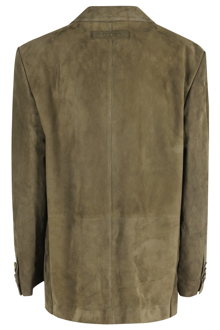 Marni Classic Suede Leather Jacket With Single-Breasted Closure