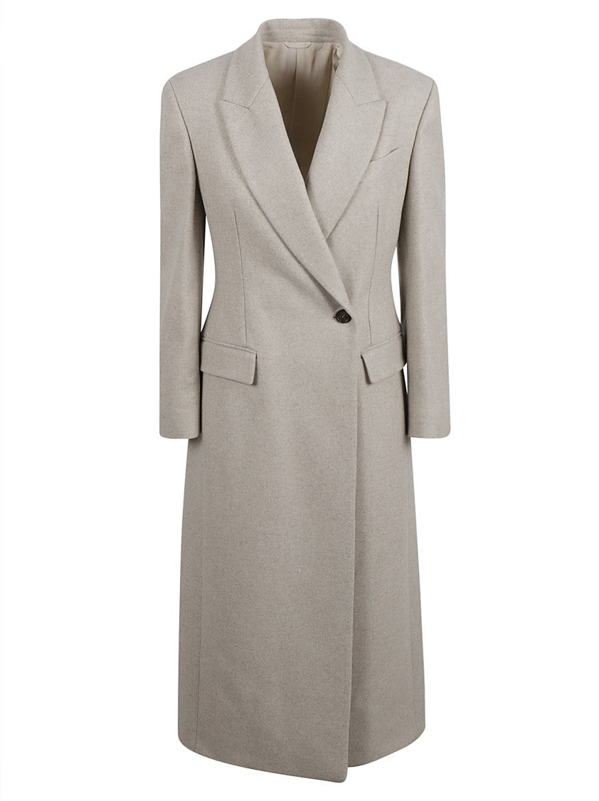 Brunello Cucinelli Tailored Beige Coat With Double-Breasted Front