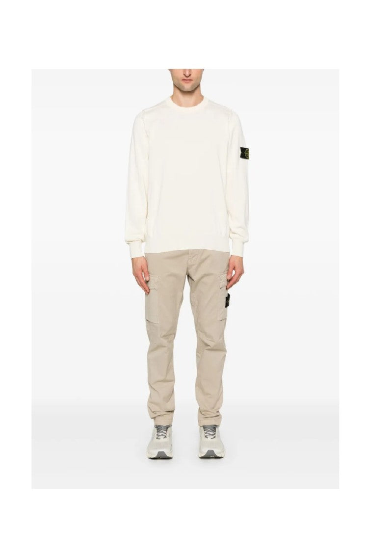 Stone Island White Long-Sleeved Sweater