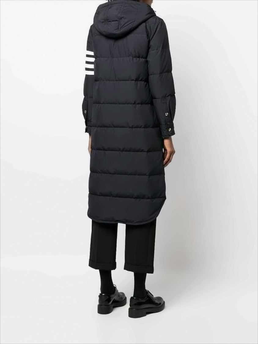 Thom Browne Quilted Hooded Down Coat With Gold-Tone Buttons