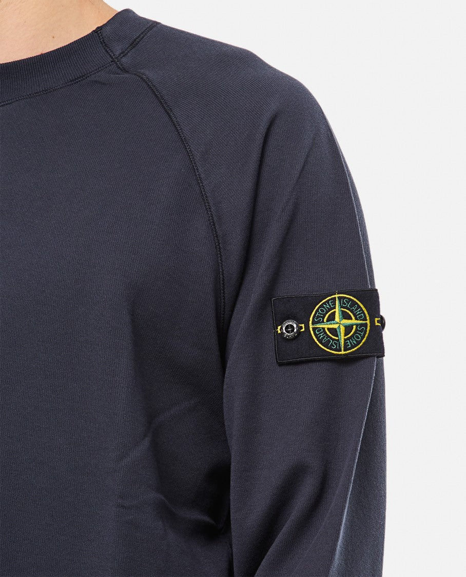 Stone Island Round-Neck Sweatshirt With Ribbed Cuffs And Logo Detail