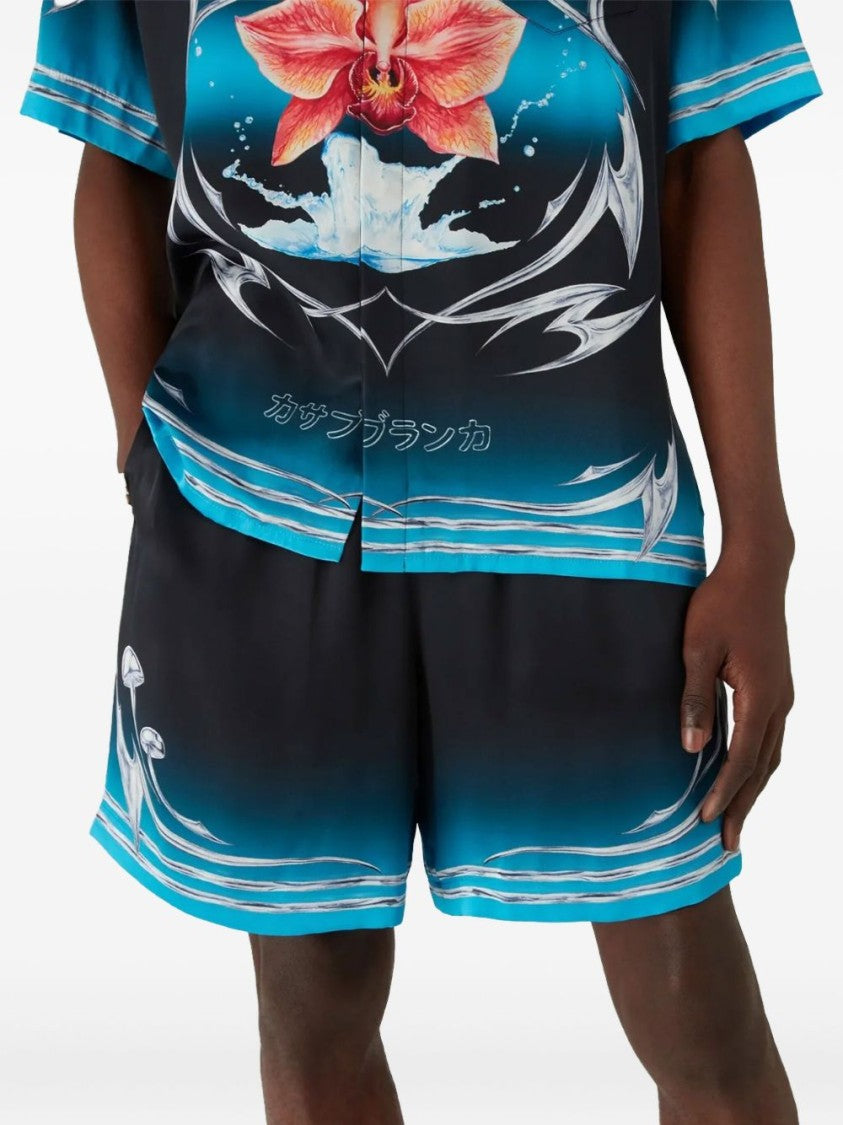 Casablanca Silk Bermuda Shorts With Gradient Hem