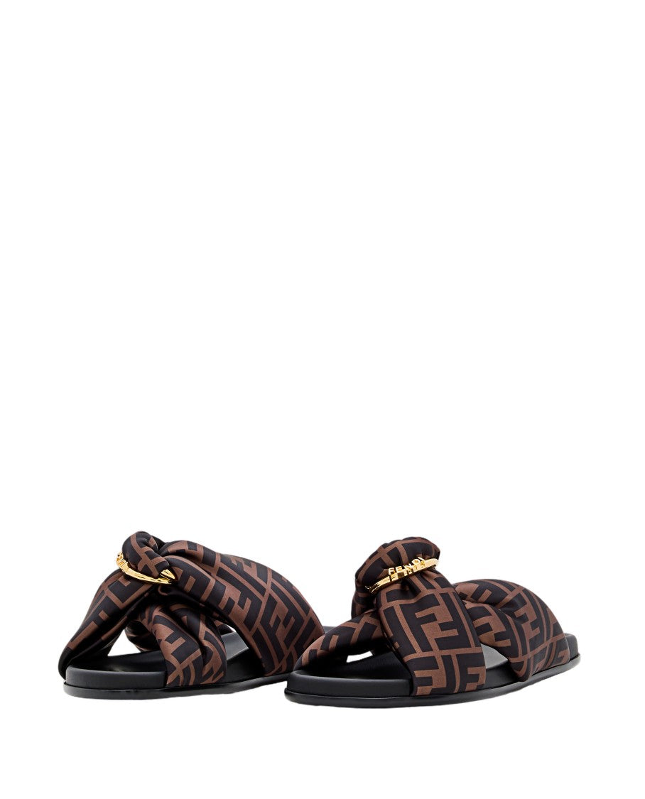 Fendi Logo Print Fabric Sandals