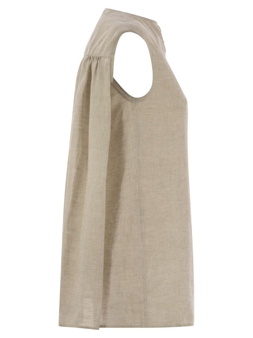 Fabiana Filippi Sleeveless Linen Top With Gathered Back