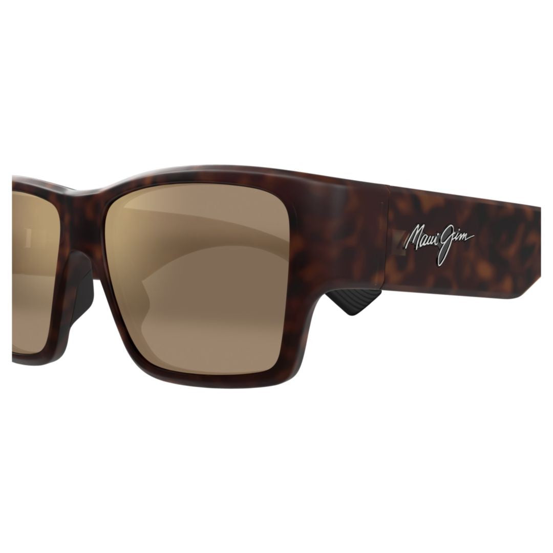 Maui Jim Kaolu Bold Rectangular Tortoiseshell Sunglasses With Warm Tinted Lenses