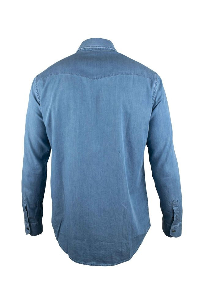 Moorer Denim Shirt With Mother-Of-Pearl Button Closure