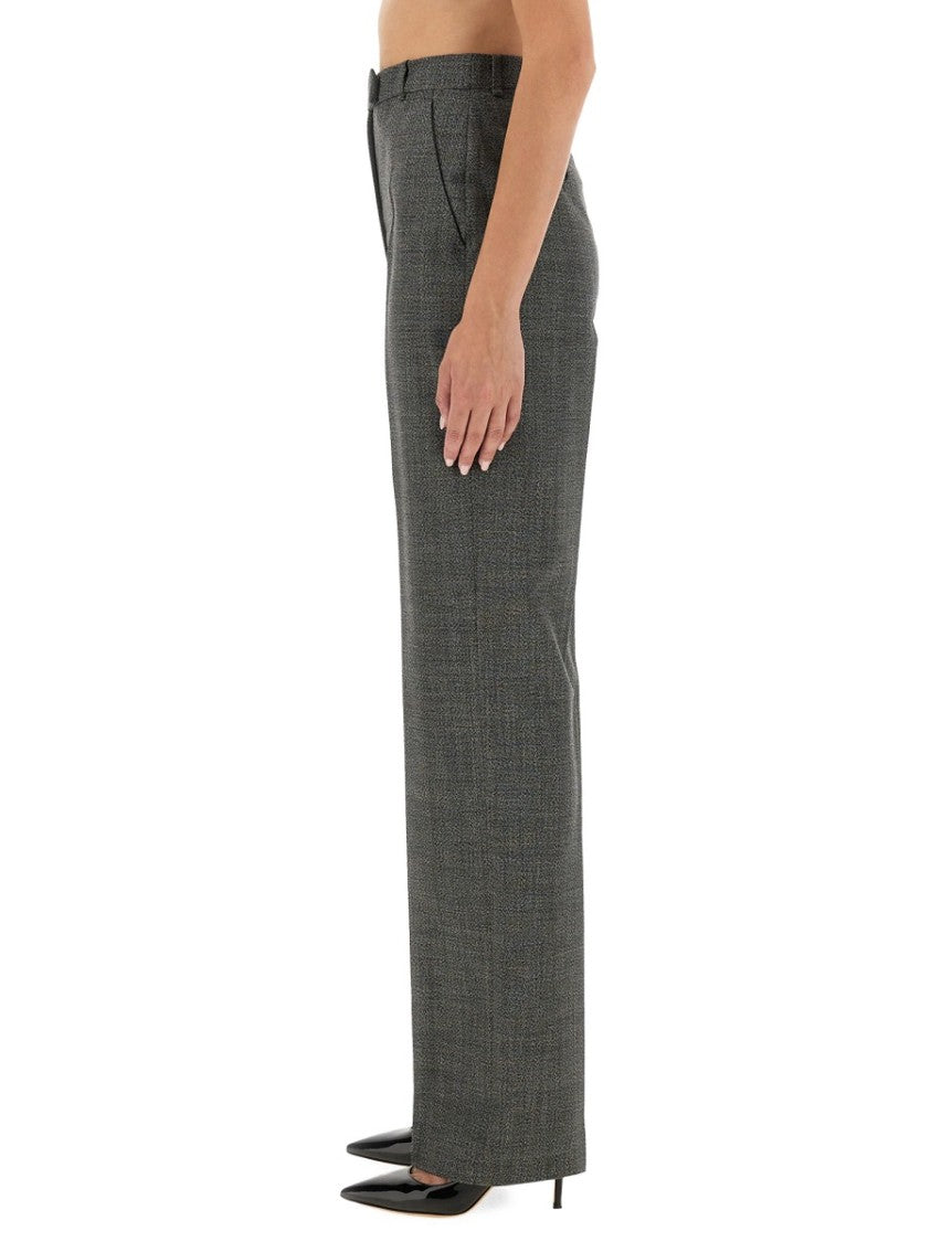 Alexander Mcqueen Straight-Leg Tailored Pants With Subtle Check Pattern