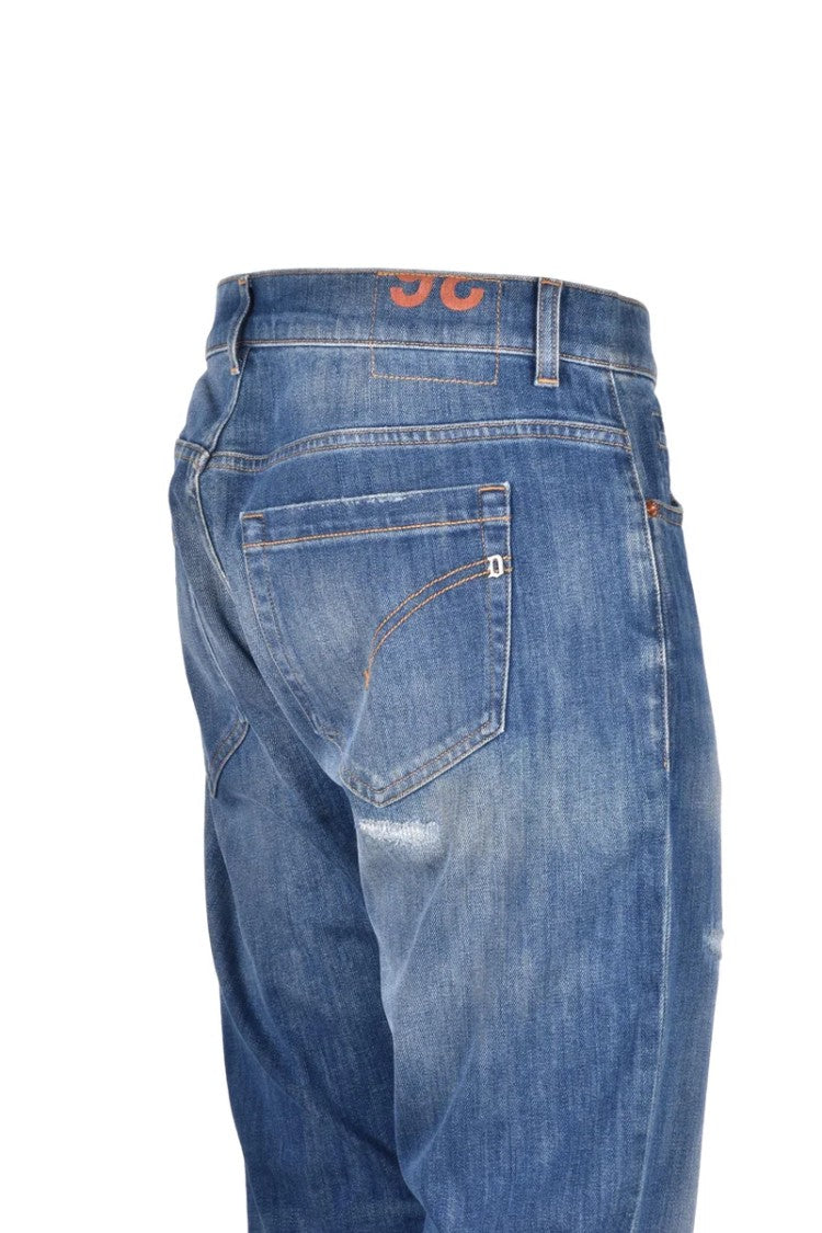 Dondup Blue Faded Five-Pocket Cotton-Blend Straight-Leg Jeans