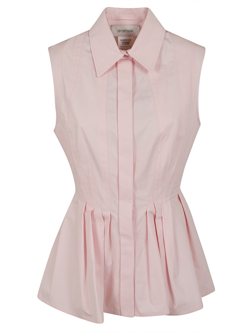 Max Mara Sleeveless Fitted Shirt With Flared Peplum Hem