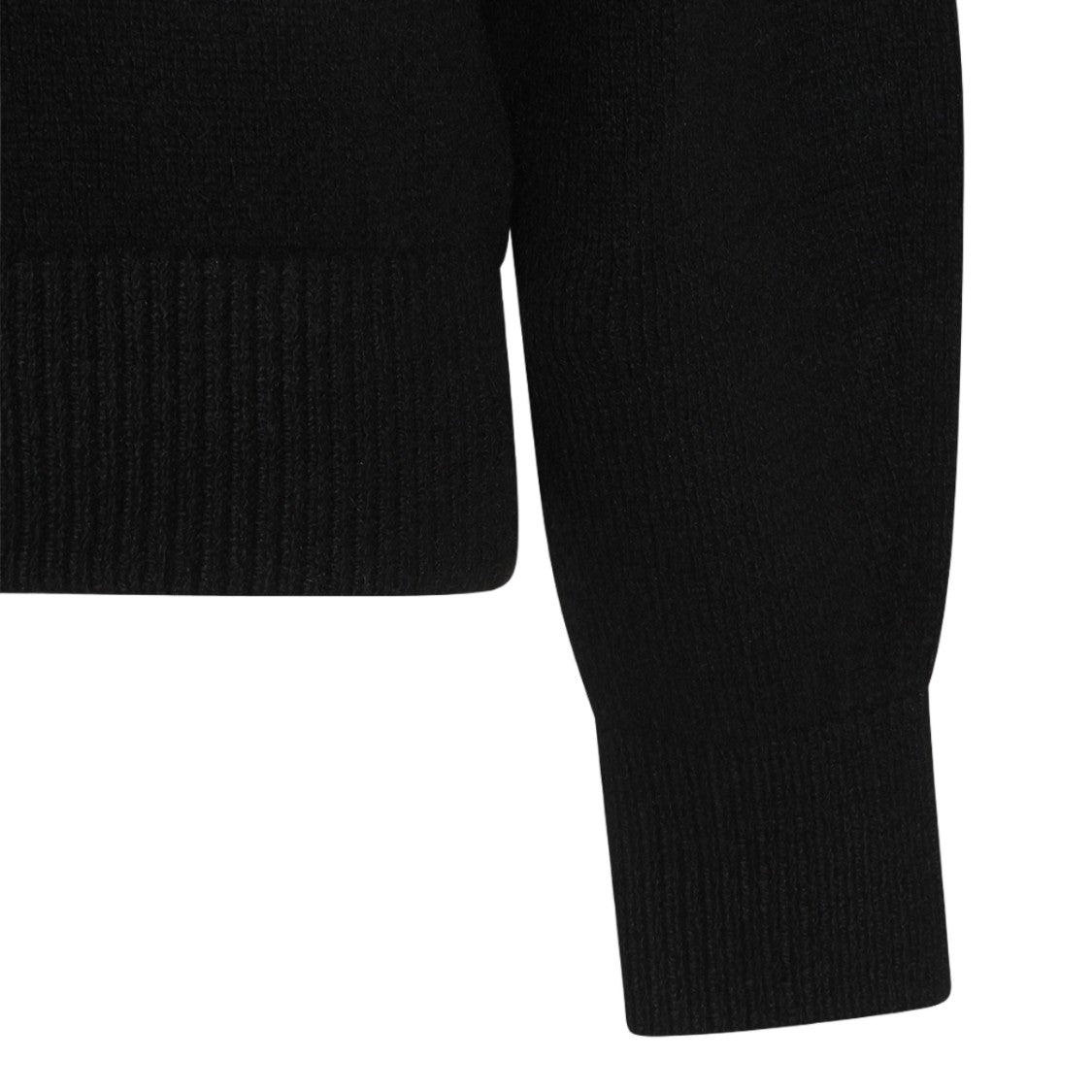 Khaite High Collared Black Sweater With Fitted Ribbed Hem