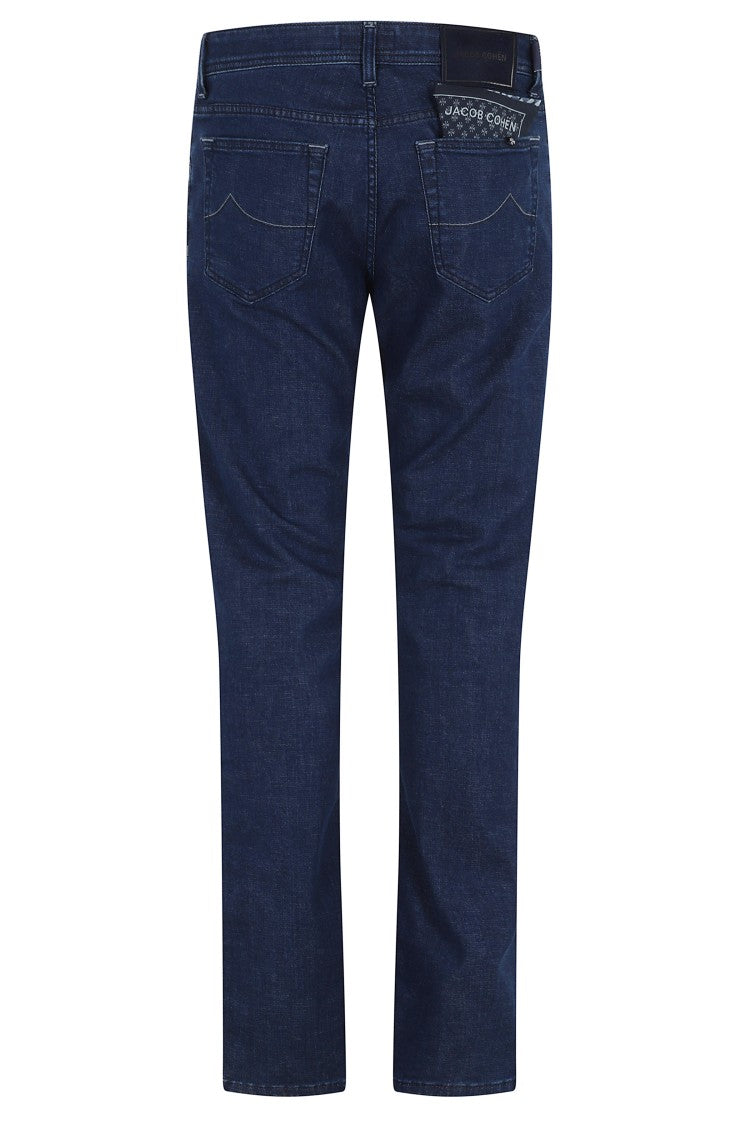 Jacob Cohen Dark Blue Bard Five-Pocket Cotton-Blend Jeans