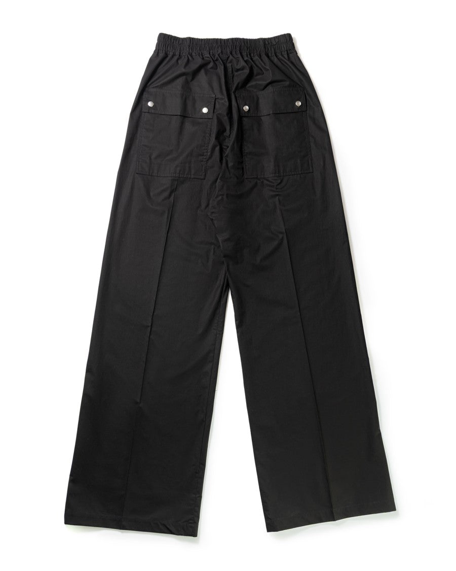 Rick Owens Wide Black Trousers With Drawstring Belt