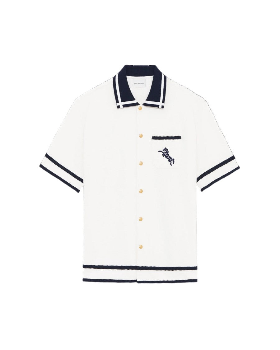 Drôle De Monsieur White Cheval Embroidered Cotton Piqué Shirt