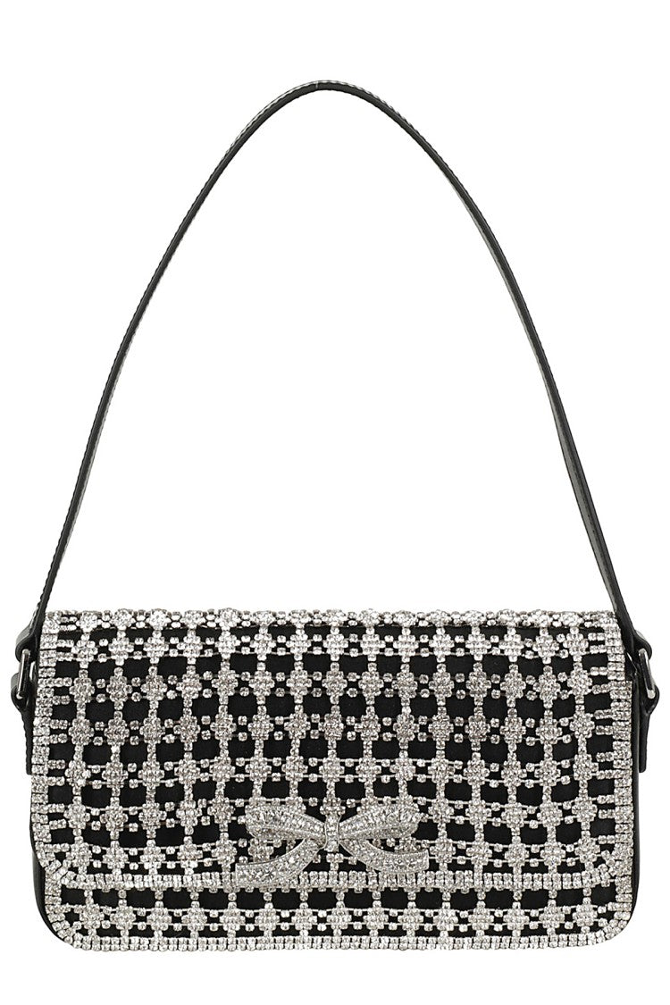 Self-Portrait Intricate Rhinestone-Embellished Crystal Baguette Bag