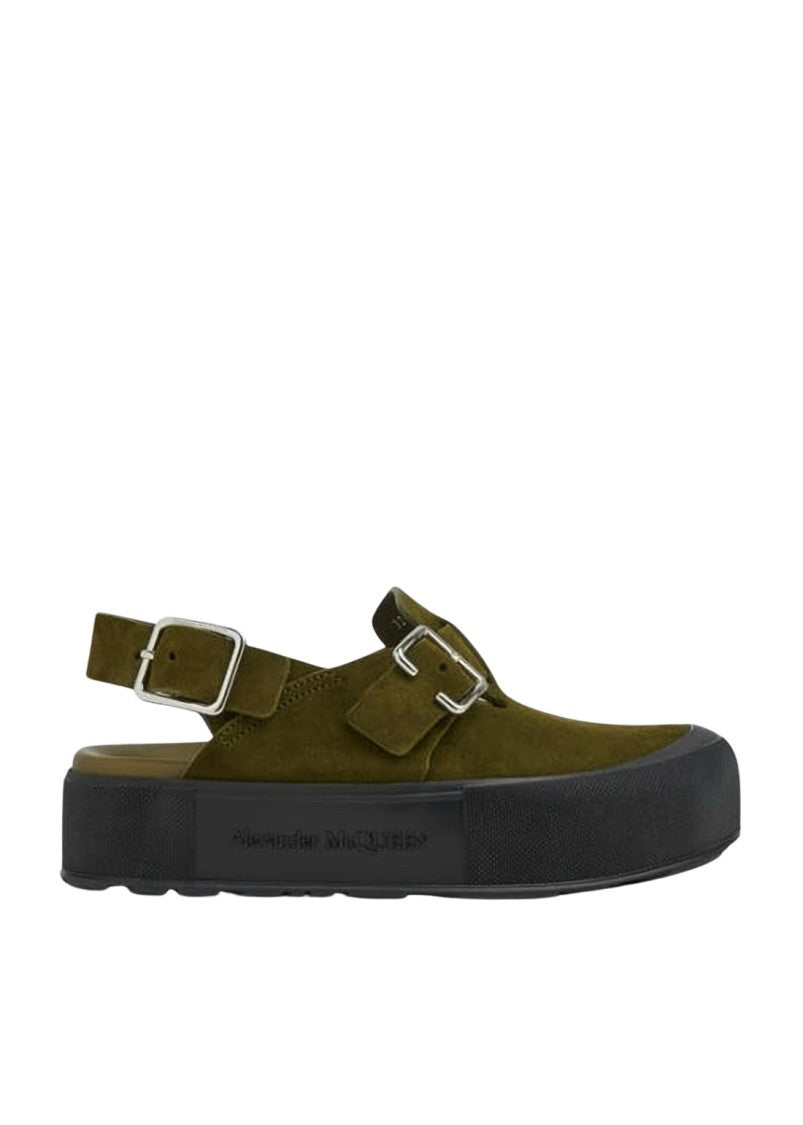 Alexander Mcqueen Olive Green Suede Sandals