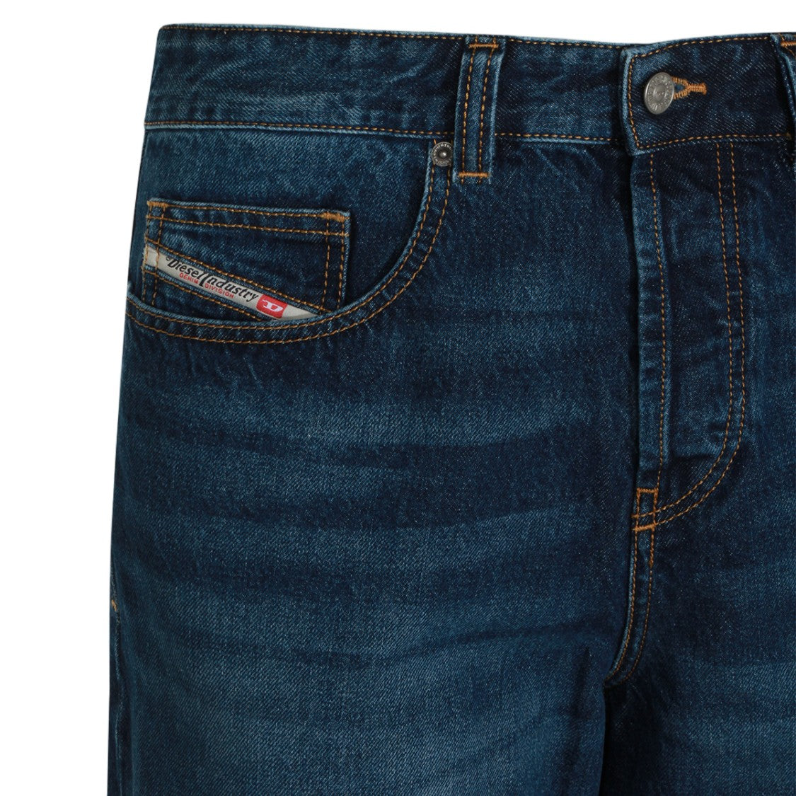 Diesel Indigo Whiskered Straight-Leg Jeans