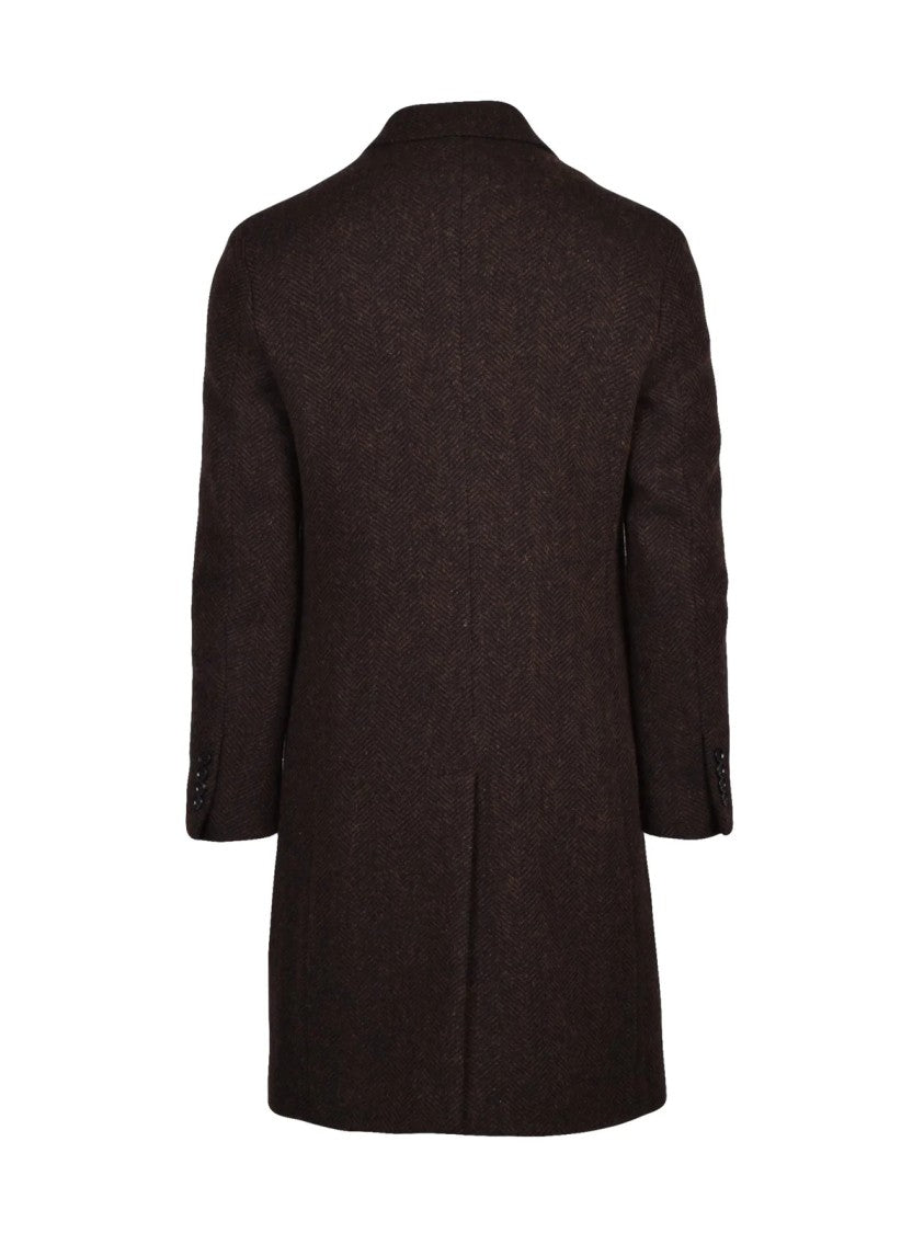 Paoloni Brown Lined Double-Breasted Wool-Blend Coat