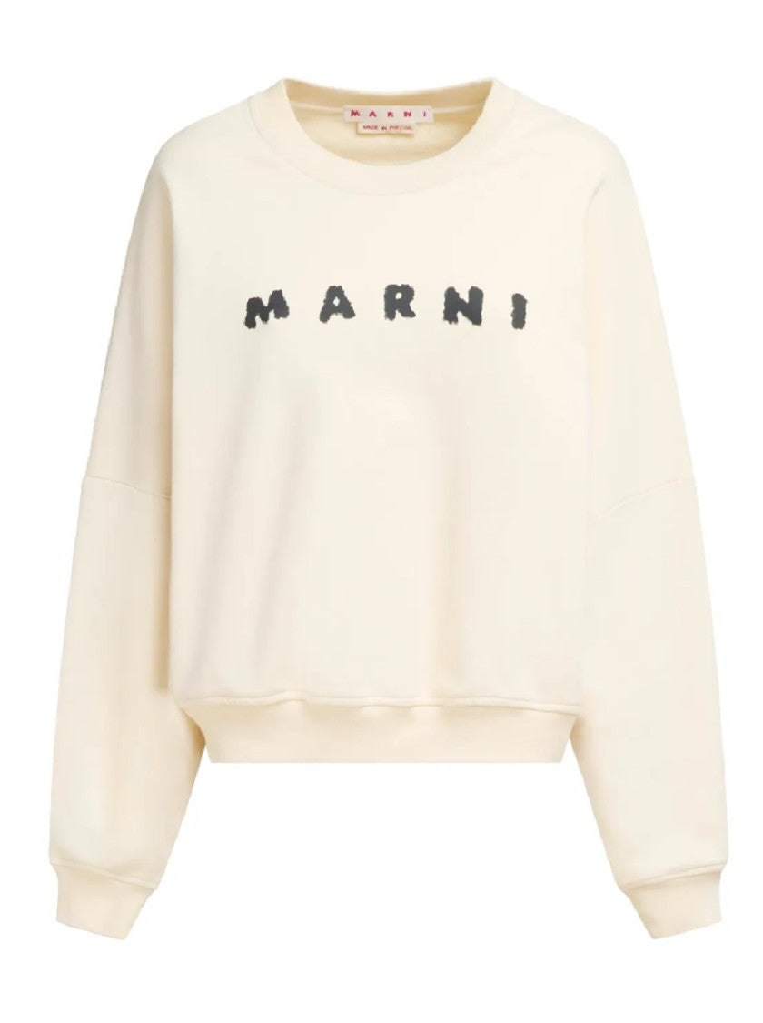 Marni Cropped Sweatshirt With Bold Textured Logo
