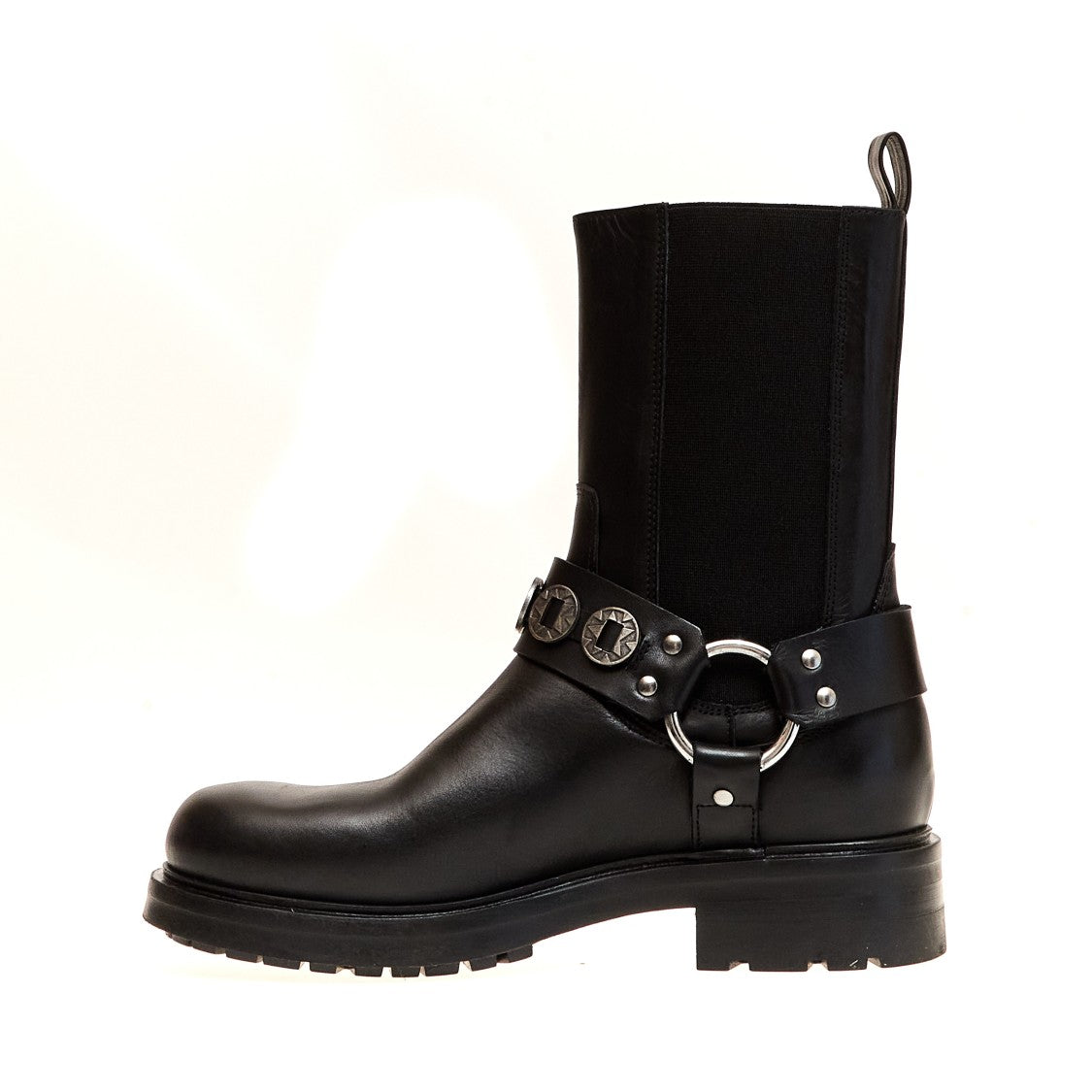 Elena Iachi Black Leather Biker Boots