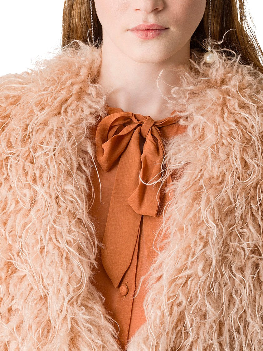 Forte Forte Voluminous Textured Kimono-Style Coat In Peachy Beige